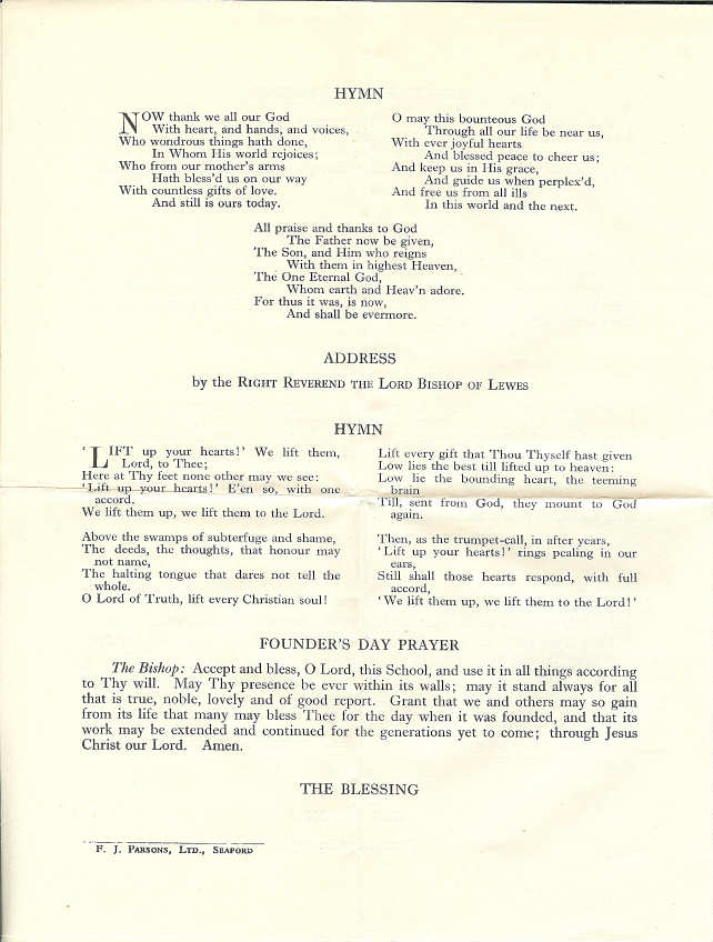 Thanksgiving Service 16 July 1955